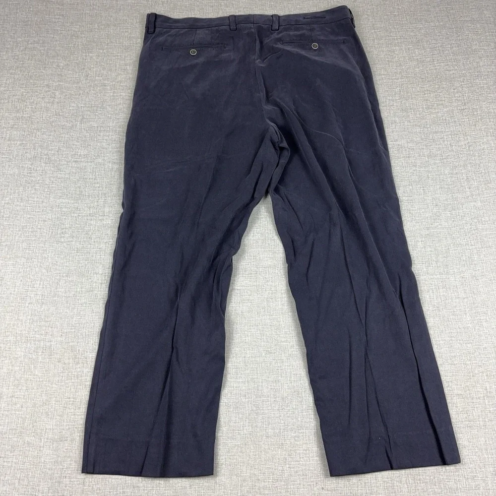 Tommy Bahama Pants Mens 38x30 Blue Silk Herringbone Pleated Dress Relaxed Summer